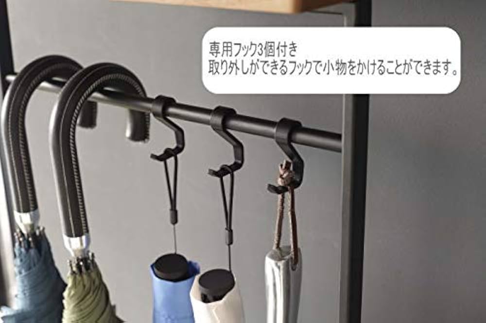 【美品】山崎実業 tower 傘立て 天板付き引っ掛け傘立て ブラック フック付 傘掛け 山崎実業 tower タワー 天板付き引っ掛け傘立て ブラック